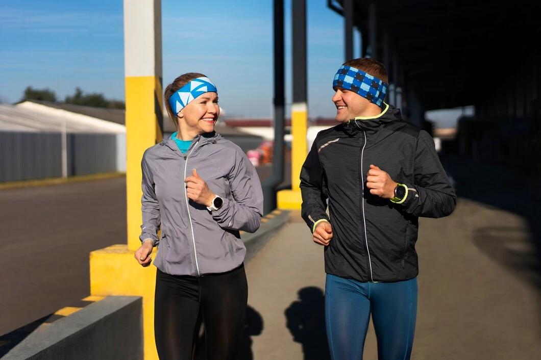 Two-people-jogging-together-outdoors-smiling